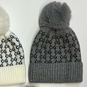 Charcoal Gray CG super soft Beanie with Faux Fur PomPom